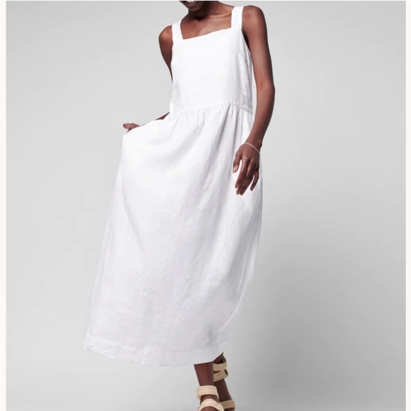 Faherty Dresses & Skirts - NEW Faherty 100% Linen White Allegra Halter Maxi Dress Size Medium